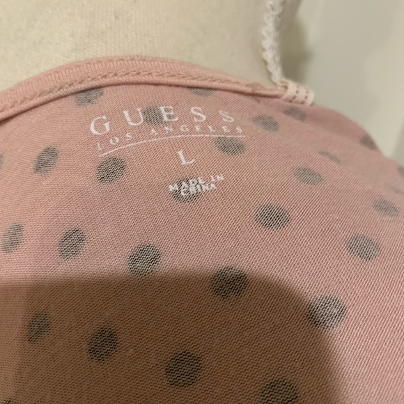 Guess Los Angeles pink and black polka dot top size large - Picture 7 of 8